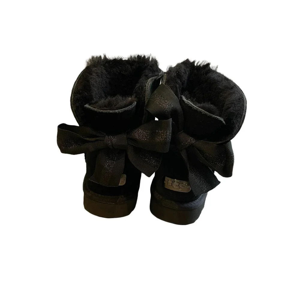 UGG Customizable Bailey Bow Mini Boots Black Women's Size 6